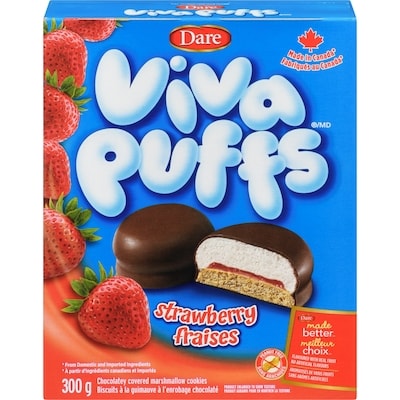 Dare Biscuits Viva Puffs Fraises 300 g, 1,66 $/100g