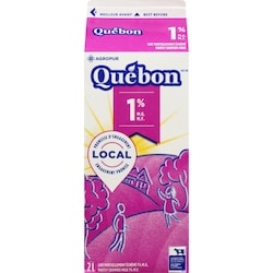 QUÉBON Lait 1 % 2 l, 0,22 $/100ml