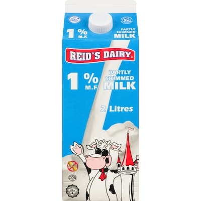 Reids 1% Milk 2 l, $0.28/100ml