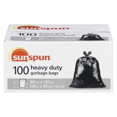 Sunspun Large Heavy Duty Garbage Bags  100 ea, $0.48/1ea