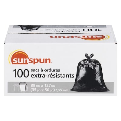 Sunspun Sacs à ordures extra-résistants, grands  100 ea, 0,48 $/1ch