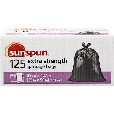Sunspun Large Extra Strength Garbage Bags  125 ea, $0.34/1ea