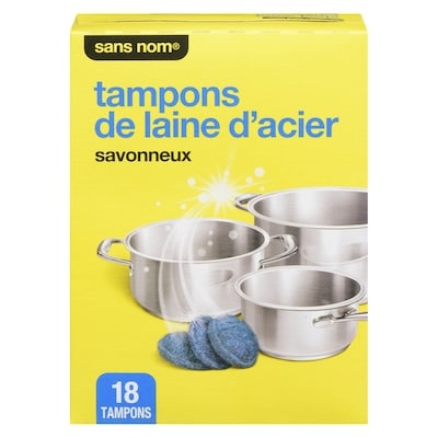 Sans Nom Tampons de laine d'acier savonneux 18 ea, 0,30 $/1ch