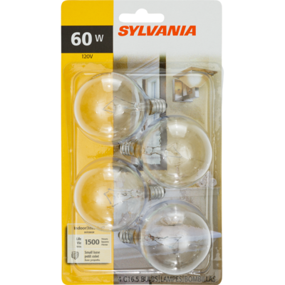 Sylvania G16 Globe 60W Light Bulbs, Clear 4 ea, $1.38/1ea