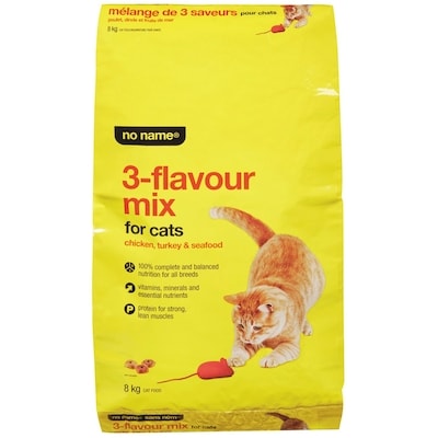 No Name 3-Flavour Mix Dry Cat Food, Chicken, Turkey & Seafood 8 kg, $0.30/100g