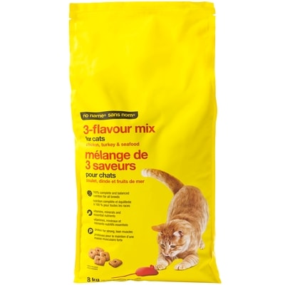 No Name 3-Flavour Mix Dry Cat Food, Chicken, Turkey & Seafood 8 kg, $0.28/100g