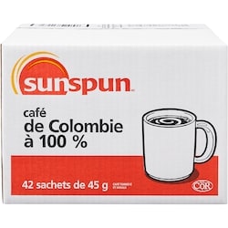 Sunspun Café de Colombie à 100 % 42x45.0 g, 2,91 $/100g