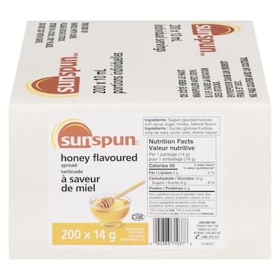 Sunspun Honey Flavoured Spread  200x14.0 g, $1.07/100g