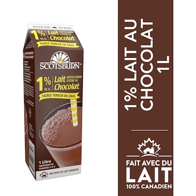 Scotsburn Lait partiellement écrémé au chocolat 1 % 1 l, 0,34 $/100ml