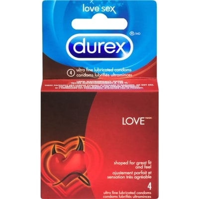 Durex Condoms lubrifiés Love 4 ea, 0,75 $/1ch