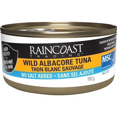 Raincoast Trading Thon blanc sauvage entier sans sel ajouté 150 g, 5,00 $/100g