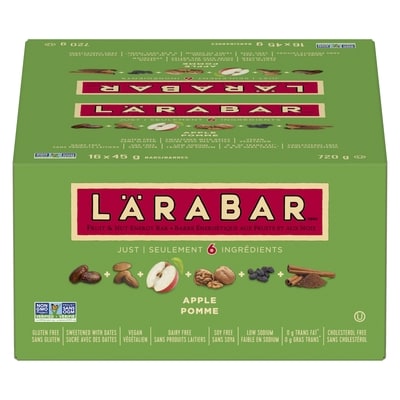 Larabar Barres énergétiques aux fruits et aux noix, pomme, 16/paquet 16x45.0 g, 2,64 $/100g