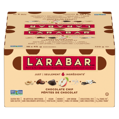 Larabar Barre énergétique Fruit & Nut, Pépites de chocolat, 16/paquet 16x48.0 g, 2,86 $/100g