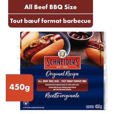 Schneiders All Beef Hot Dogs BBQ Size 450 g, $2.22/100g