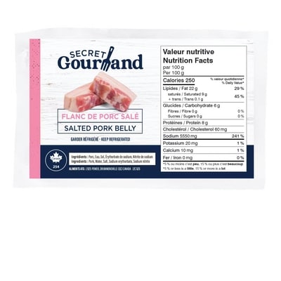null Flanc de porc salé 16,51 $/1kg 7,49 $/1lb