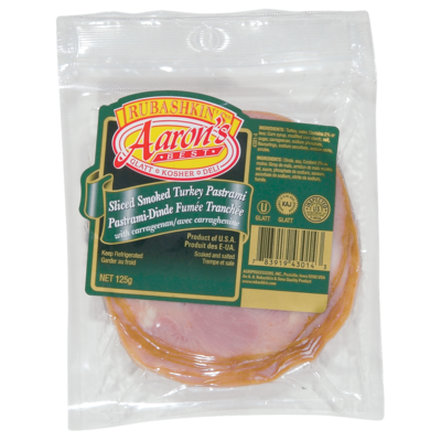 Aaron’s Pastrami de dinde fumée en tranches Aaron’s Best casher 125 g, 59,92 $/1kg 5,99 $/100g