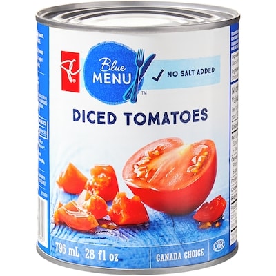 PC Blue Menu Diced Tomatoes 796 ml, $0.25/100ml