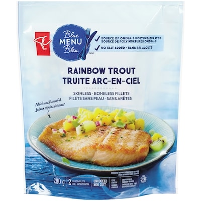 PC Blue Menu Blue Menu Rainbow Trout Skinless Boneless Fillets 280 g, $5.00/100g