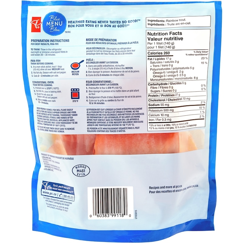 Blue Menu Rainbow Trout Skinless Boneless Fillets