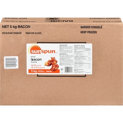 Sunspun Bacon en tranches 5 kg, 1,32 $/100g