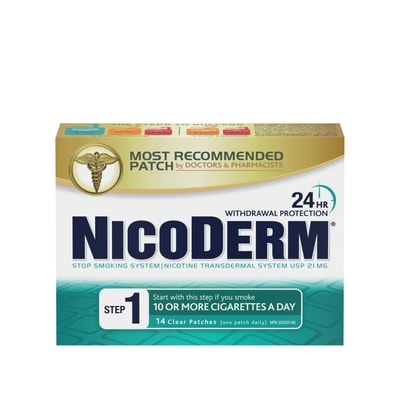 Nicoderm Timbres transdermiques transparents de nicotine Étape 1, 21 mg 14 ea, 5,00 $/1ch