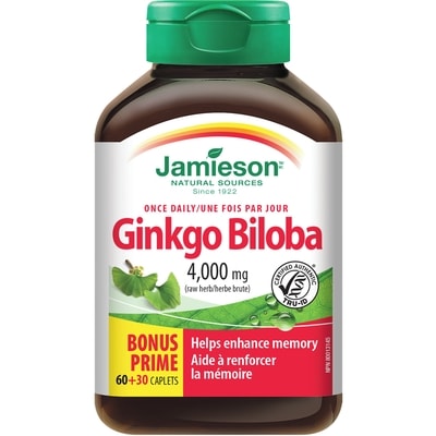 Jamieson Ginkgo Biloba Caplets, 4,400 mg 90 ea, $0.22/1ea
