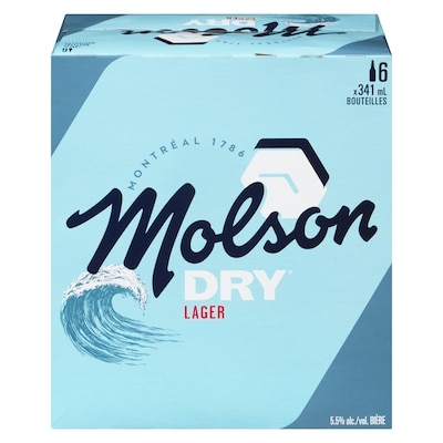 Molson Bière Molson Dry (Pièce d’identité requise au moment du ramassage) 6x341.0 ml, 0,59 $/100ml