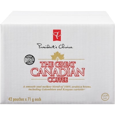 President's Choice Great Canadian Coffee 42x71.0 g, $2.55/100g