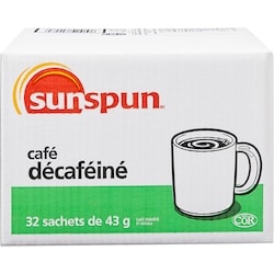 Sunspun Café décaféiné 32x43.0 g, 4,00 $/100g