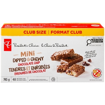 le Choix du Président Mini barres tendres et enrobées, brisures de chocolat 745 g, 2,88 $/100g