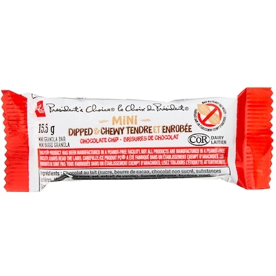 Mini barres granola tendres et enrobées aux brisures de chocolat, format club