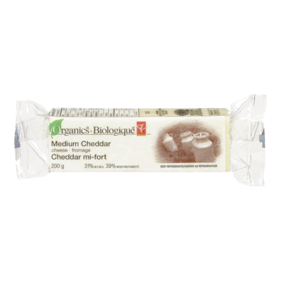 PC Organics Organic Cheese, Medium Cheddar 200 g, $3.50/100g