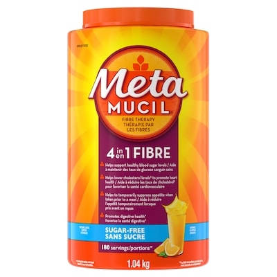 Metamucil Supplément de fibres en poudre 4 en 1, sans sucre, orange 1 kg, 4,33 $/100g