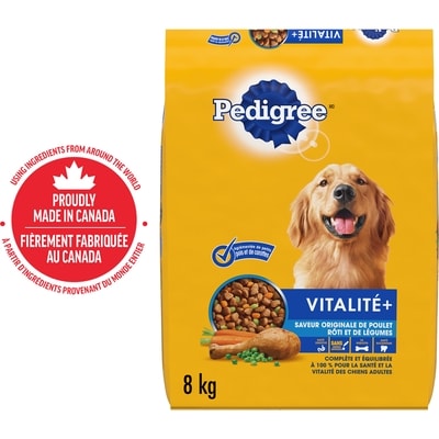 Pedigree Nourriture sèche pour chiens adultes Vitalité+ saveur de poulet rôti et de légumes 8 kg, 0,37 $/100g