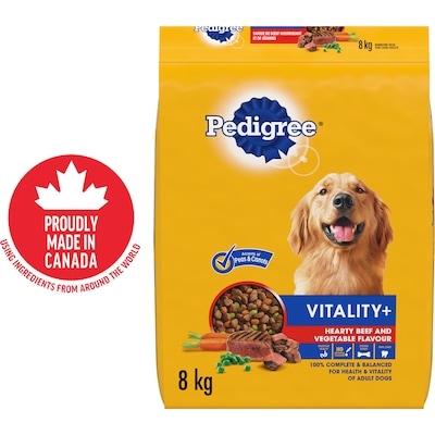 Pedigree Vitality+ Dry Food For Adult Dogs Hearty Beef And Vegetable Flavour 8 kg, $0.37/100g