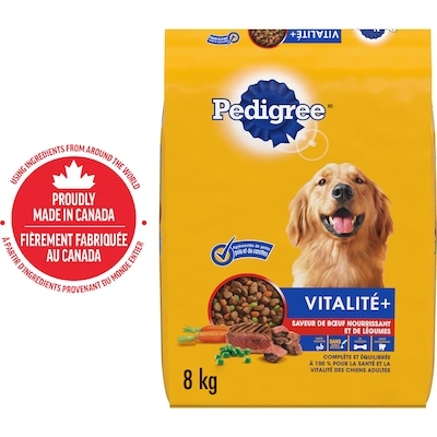 Pedigree Nourriture sèche pour chiens Vitalité+ saveur de bœuf nourrissant et de légumes 8 kg, 0,36 $/100g
