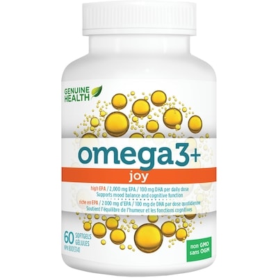 Genuine Health omega3+ JOY, supplément d'huile de poisson 60 ea, 0,45 $/1ch