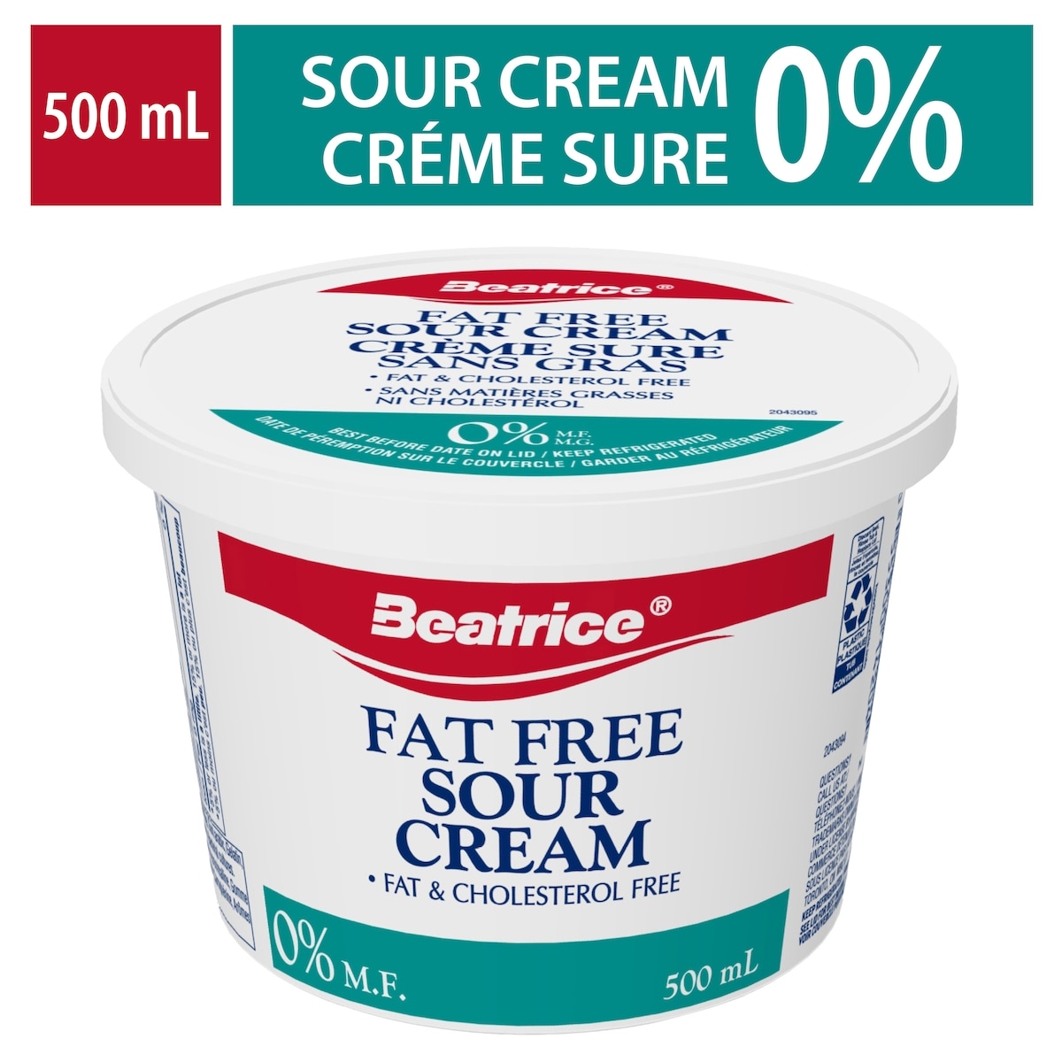 Beatrice Crème sure sans gras 1 % 500 ml, 0,82 $/100ml