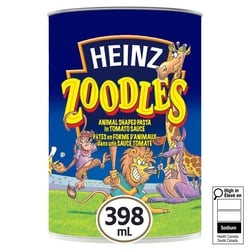 Heinz Pâtes en forme d'animaux dans une sauce tomate zoodles 398 ml, 0,55 $/100ml