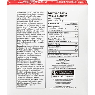 Barres tendres aux noix sucrées et salées aux amandes