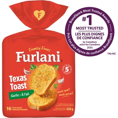 Furlani Tranches de pain à l’ail prêtes pour le four de style texan 16x40.0 g, 0,78 $/100g
