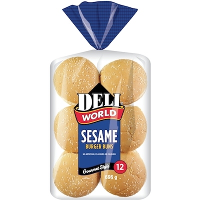 Deli World Sesame Hamburger Bun 12-count 713 g, $0.56/100g
