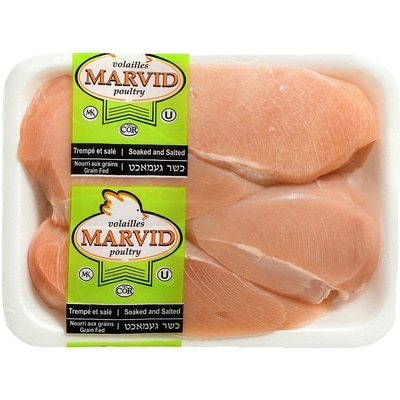 Volaille Marvid Poitrines de poulet casher désossées 27,43 $/1kg 12,45 $/1lb