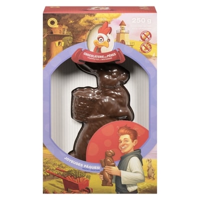 Chocolaterie des Pères Lapin de pâques en boîte, chocolat au lait 250 g, 6,80 $/100g