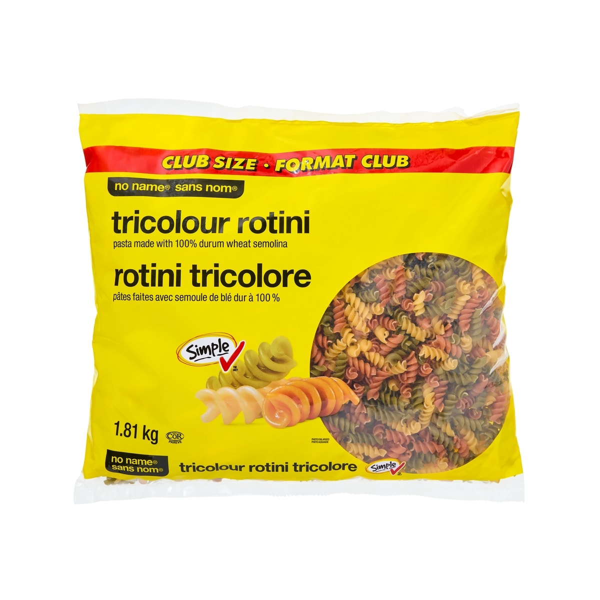 No Name Tricolour Rotini Club Size