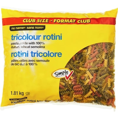 No Name Tricolour Rotini Club Size 1.81 kg, $0.22/100g