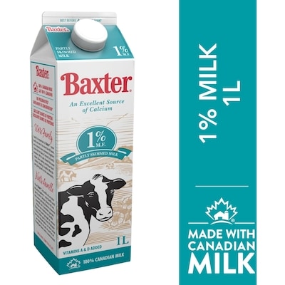 Baxter 1% Partly Skimmed Milk 1 l, $0.26/100ml