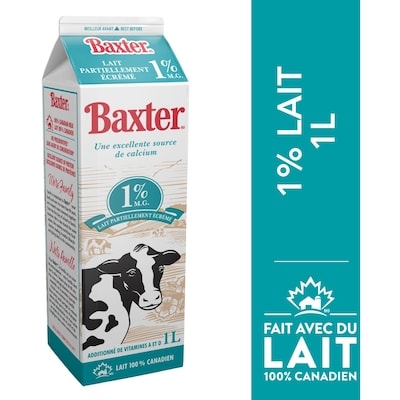 Baxter Lait partiellement écrémé 1% 1 l, 0,26 $/100ml