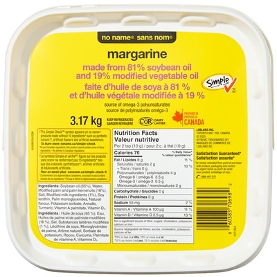 Sans Nom Margarine molle 3.17 kg, 0,44 $/100g