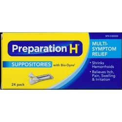 Preparation H Suppositories 24 ea, $0.87/1ea